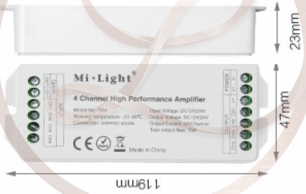 Mi Light Jelerõsítõ egység RGB led vezérlõkhöz  rgb vezérlés  jelerõsítõ led szalag