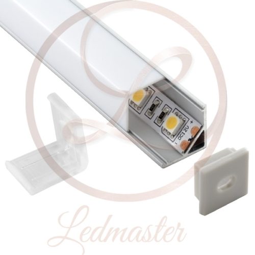 LEDmaster Sarok aluprofil  90°-os opál fedéllel 2 méteres szál