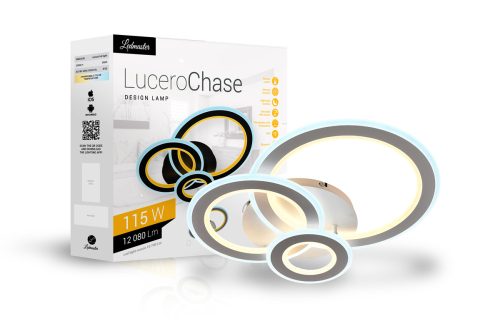 Lucero Chase 115 W-os  50 cm átmérőjű fehér LED távirányítós és mobil applikációval vezérelhető mennyezeti lámpa