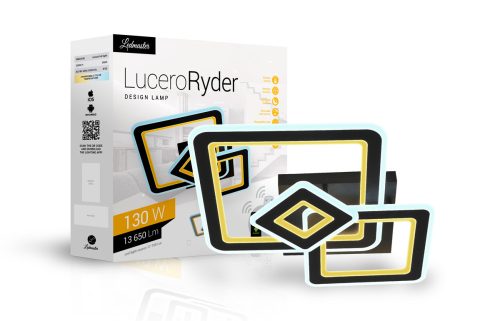 Lucero Ryder 130 W-os  50 cm átmérőjű fekete LED távirányítós és mobil applikációval vezérelhető mennyezeti lámpa