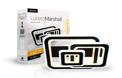 Lucero Marshall 140 W-os  50 cm átmérőjű fekete LED távirányítós és mobil applikációval vezérelhető mennyezeti lámpa