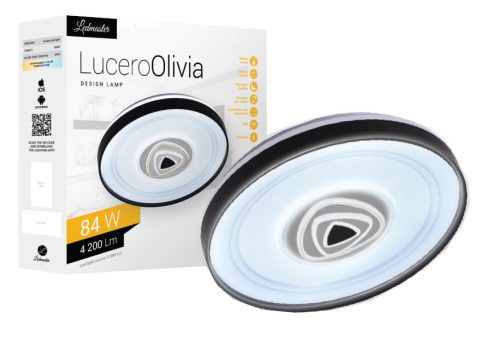 Lucero Olivia 84 W-os  50 cm átmérőjű fehér LED távirányítós és mobil applikációval vezérelhető mennyezeti lámpa