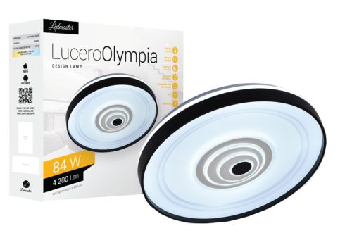 Lucero Olympia 84 W-os  50 cm átmérőjű fehér LED távirányítós és mobil applikációval vezérelhető mennyezeti lámpa