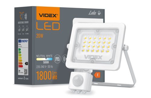 Videx Luka 20 W-os mozgásérzékelős natúrfehér LED reflektor