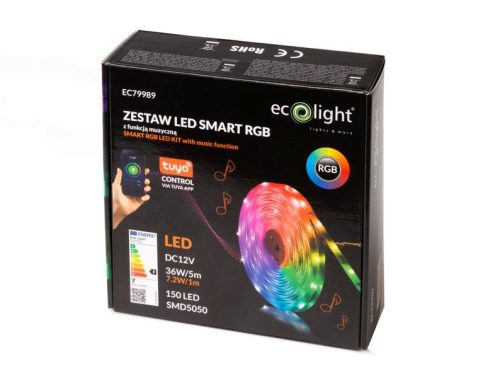 EcoLight Smart beltéri RGB 30 Led/méteres led szalag szett/5 méter