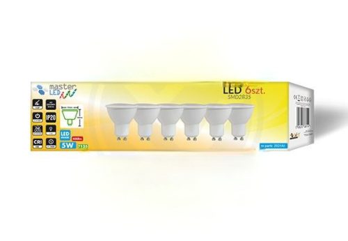 MasterLED GU10-es foglalatú 5W-os SMD ledes izzó natúr fehér 6 db-os kiszerelés