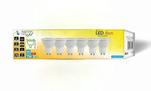 MasterLED GU10-es foglalatú 7 W-os SMD ledes izzó natúr fehér 6 db-os kiszerelés