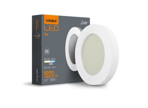 Videx Lena 24 W-os 320x320mm kör alakú fehér mennyezeti lámpa IP65-ös védettségű