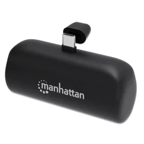   MANHATTAN Power Bank hordozható töltő és telefon állvány, 5000mAh, Beépített USB-C csatlakozóval, 10W, fekete