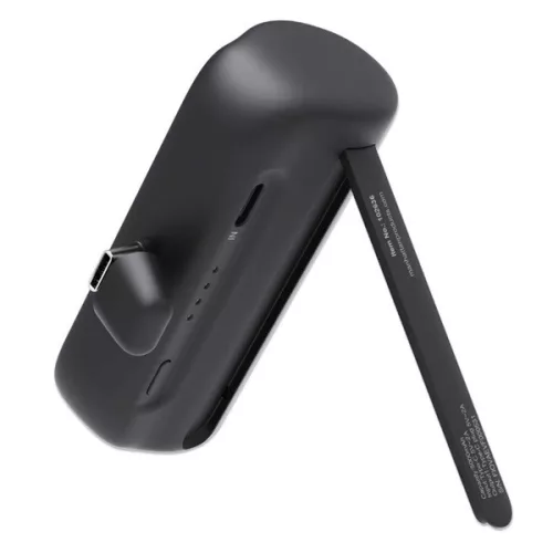 MANHATTAN Power Bank hordozható töltő és telefon állvány, 5000mAh, Beépített USB-C csatlakozóval, 10W, fekete
