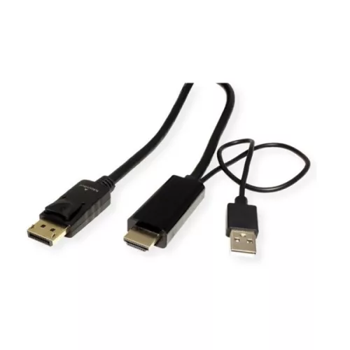 ROLINE Kábel HDMI (UHDTV) - DisplayPort 1.2 4K@60Hz (HDMI forrás) M/M,   2m, fekete