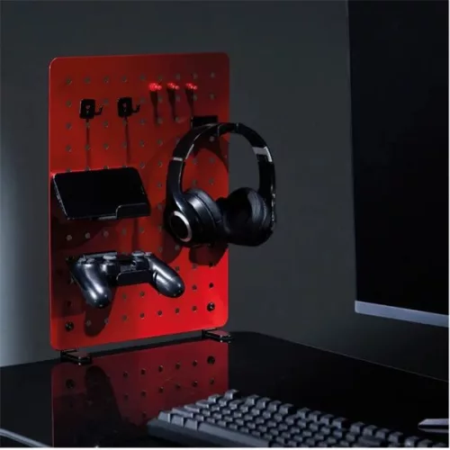 VALUE Asztalra szorítható tábla, opcionális tartóelemekkel, Clamp Mount Pegboard, Gamer / Office / Irodai, piros