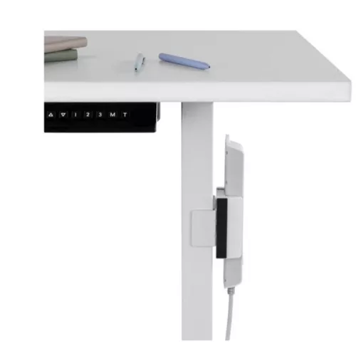 VALUE Szorító hálózati elosztó asztali tartó, asztal lábra szorítható aljzatléc tartó bilinccsel, függőleges, fehér