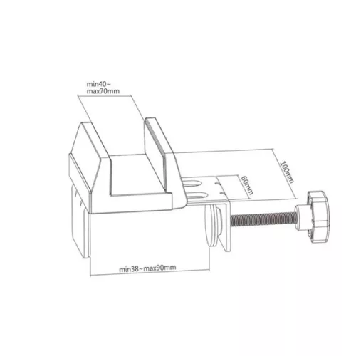 VALUE Szorító hálózati elosztó asztali tartó, asztal lábra szorítható aljzatléc tartó bilinccsel, függőleges, fehér