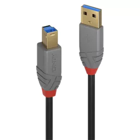   LINDY Kábel USB 3.2 Gen1 A - USB-B Anthra Line, M/M   3m, fekete