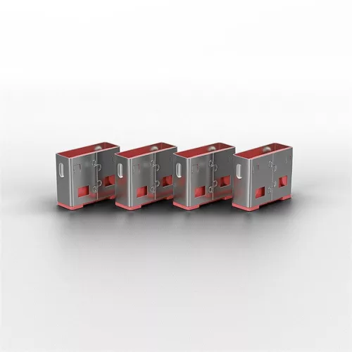 LINDY Dugó biztonsági, Port Blocker, USB + kulcs, rózsaszín (4db dugó + 1db kulcs)