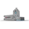 LINDY Dugó biztonsági, Port Blocker, USB A és kulcs, kék (4db dugó + kulcs)