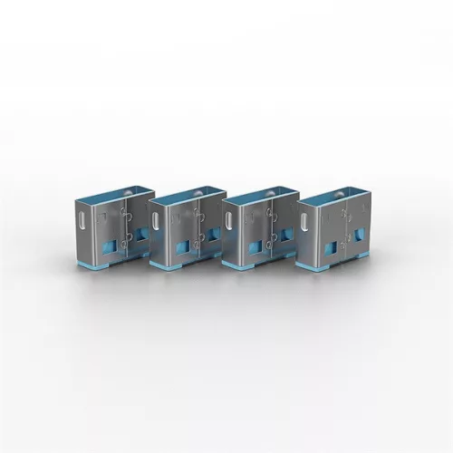 LINDY Dugó biztonsági, Port Blocker, USB A és kulcs, kék (4db dugó + kulcs)