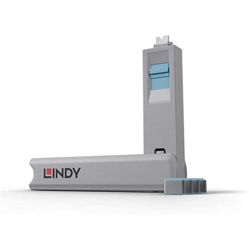 LINDY Dugó biztonsági USB C + kulcs, kék (4db dugó + 1db kulcs)