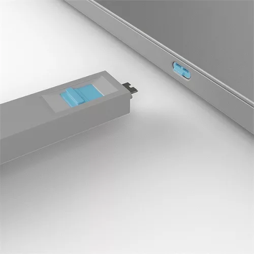 LINDY Dugó biztonsági, Port Blocker, USB C + kulcs, kék (4db dugó + 1db kulcs)