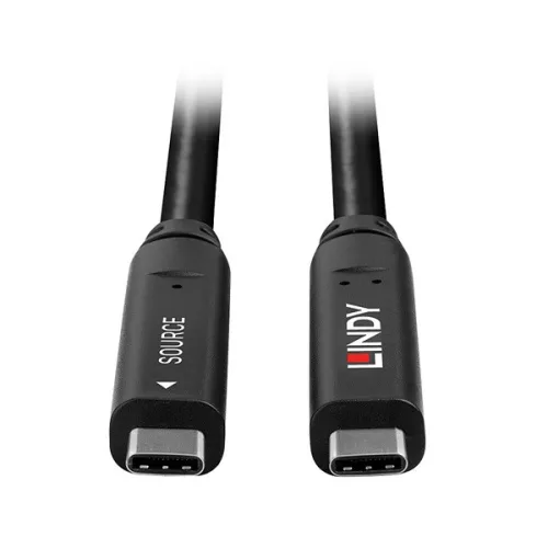LINDY Aktív Kábel USB-C 3.2 Gen2, C - C, DisplayPort DP 1.4 Hybrid kábel, Video Support 4K@30Hz, M/M,  10m, fekete