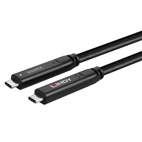 LINDY Aktív Kábel USB-C 3.2 Gen2, C - C, DisplayPort DP 1.4 Hybrid kábel, Video Support 4K@30Hz, M/M,  10m, fekete