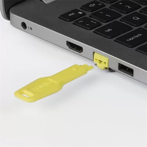 LINDY Dugó biztonsági, Port Blocker, RJ45 + kulcs, sárga (10db dugó + 1db kulcs)