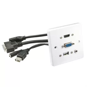   LINDY Fali lemez Multi AV, HDMI, VGA, 3.5mm és USB, műanyag
