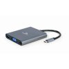 GEMBIRD Cablexpert Multiport adapter 6 az 1-ben USB-A, HDMI, VGA, JACK. SD kártya és USB Type-C