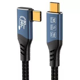   PREMIUMCORD Kábel USB 4 USB-C - USB-C, 90° fokos, 80 Gbit/s, 240W, 16K@60Hz, M/M, 1,5m, fekete