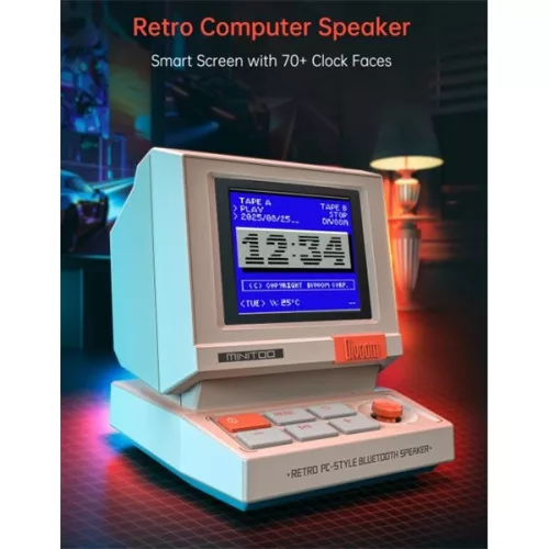 DIVOOM Hangszóró, Retro Pixel mini Bluetooth hangszóró, MINITOO, szürke