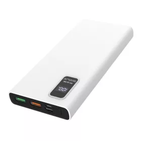   PLATINET Power Bank hordozható töltő 10000mAh, 2 USB, QC 3.0,  LED kijelző, fehér
