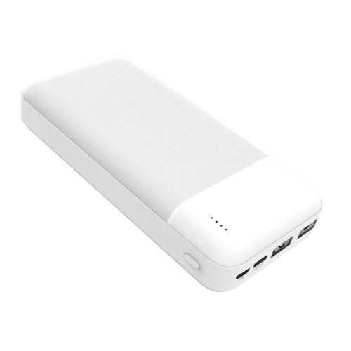 PLATINET Power Bank hordozható töltő 20000mAh, 2 USB, 5V/2.1A, fehér