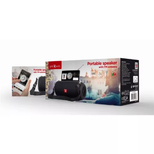 GEMBIRD hordozható hangszóró, Bluetooth, BT, FM antennával, fekete