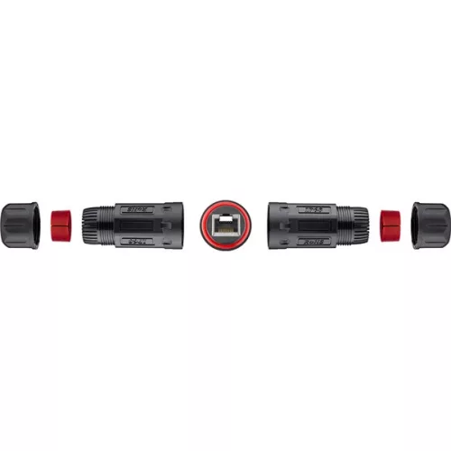 PREMIUMCORD Patch Kábel kültéri coupler, Toldó, CAT5 - CAT6, moduláris, vízálló, porálló. 2x RJ45 F/F, IP68, Fekete