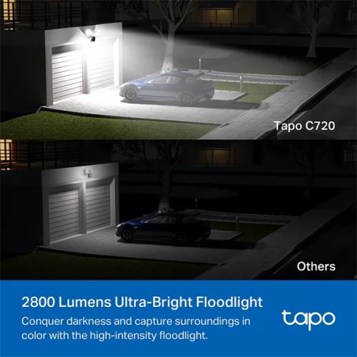 TP-LINK Tapo Wireless Kamera Cloud kültéri forgatható színes éjjellátó Smart Floodlight, TAPO C720
