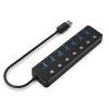 GEMBIRD USB 3.1 HUB Switchelhető 7 portos, fekete