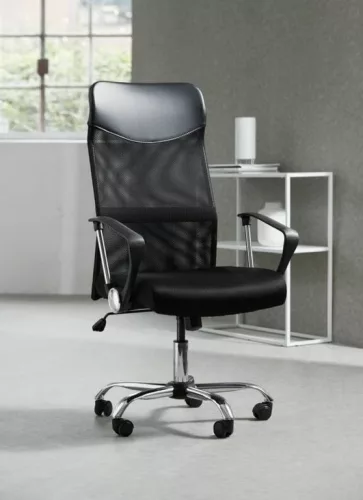 Zelux ergonomikus irodai szék magas háttámlával fekete színben, króm lábakkal