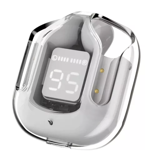 Zelux vezeték nélküli fülhallgató, Bluetooth 5.3, zajszűrés, kijelző, fehér