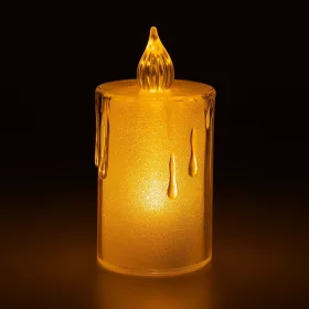   Átlátszó LED mécses, meleg fényű - 8 cm, elemes, dekoratív, biztonságos