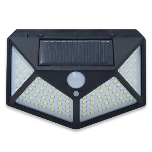 100 LED-es Napelemes Fali Lámpa Mozgásérzékelovel  Eroteljes és Energiatakarékos