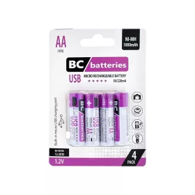   BC micro usb-vel tölthető AA ceruza akku 1000 mAh RH6 1,2V B4