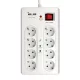 8 utas elosztó kapcsolóval  2 x USB +túlfesz+ túláram védelem 3 méter