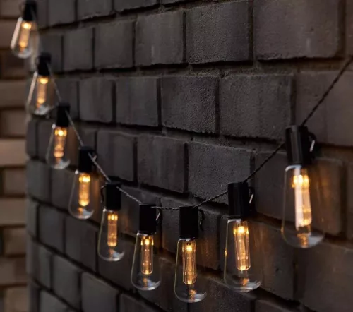 Retró Edison körte izzó forma LED Szolár Napelemes Dekor Lampion 10db 4,7m DS010