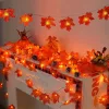 Őszi falevél LED izzósor dekoráció 40 db LED , 8 m meleg fehér , juharfalevél