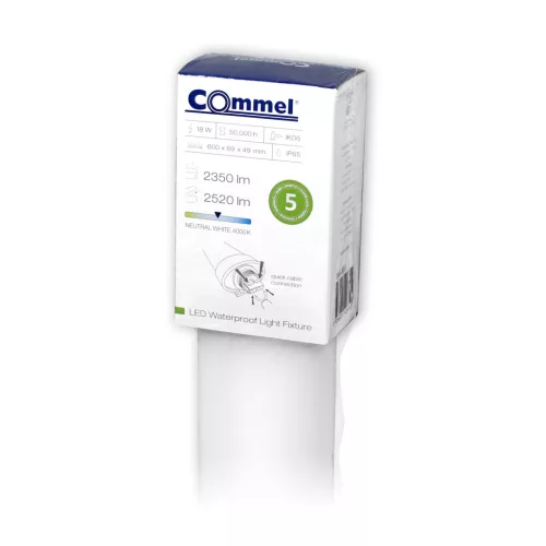 LED vízálló lámpa 18W, 600 mm, IP65, 4000K, 2350 lm