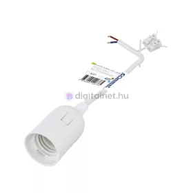   E27 foglalat 17 cm kábellel és sorkapoccsal, fehér, 250V, 2A, PBT ház