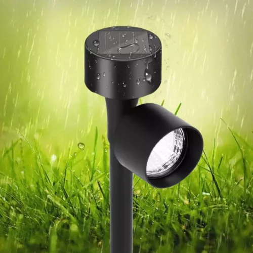 Napelemes LED kerti leszúrható lámpa alkonykapcsolóval, hideg fehér fény, IP44