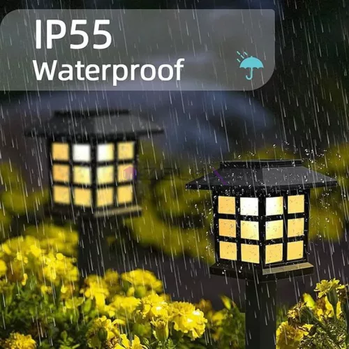 Napelemes LED gyeplámpa - IP65 vízálló kerti leszúrható lámpa meleg, automata