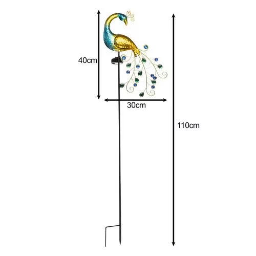 Pávás napelemes kerti lámpa - 40 LED, IP44, szürkületérzékelős, forgatható panel